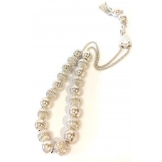 Κομπολόι από ασήμι 925 με λουστράτες και γραμμωτές χάντρες (KOM03)